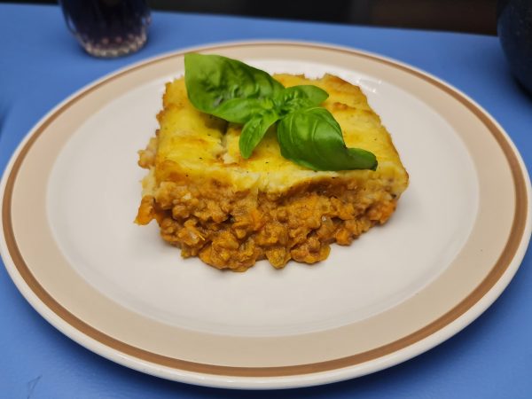 PASTEL DE PAPA CON LENTEJAS ESTILO INDIO